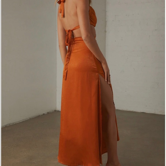 Midriff Cutout Satin Dress - Picture 3 of 6